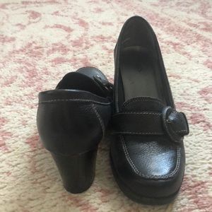 Black buckle heel